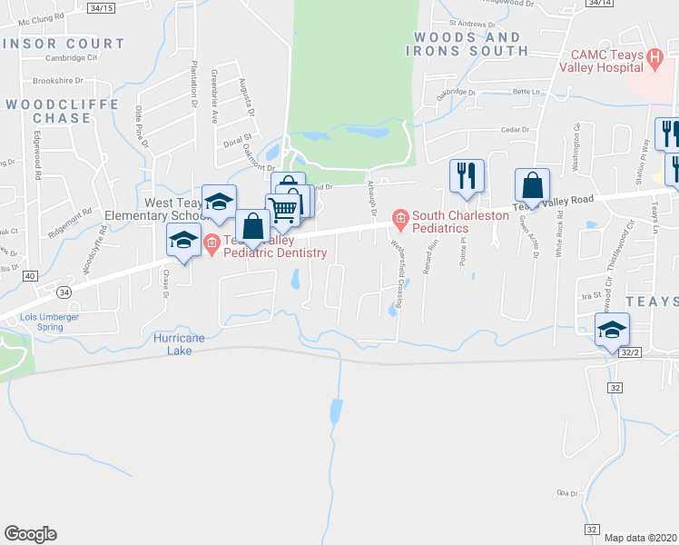 map of restaurants, bars, coffee shops, grocery stores, and more near 122 Gables Drive in Hurricane