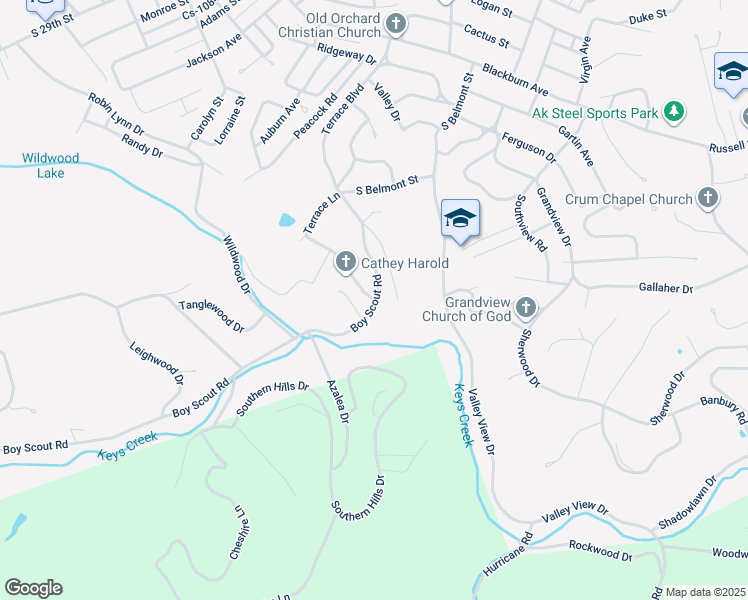 map of restaurants, bars, coffee shops, grocery stores, and more near 3798 Greenbriar Rd in Ashland