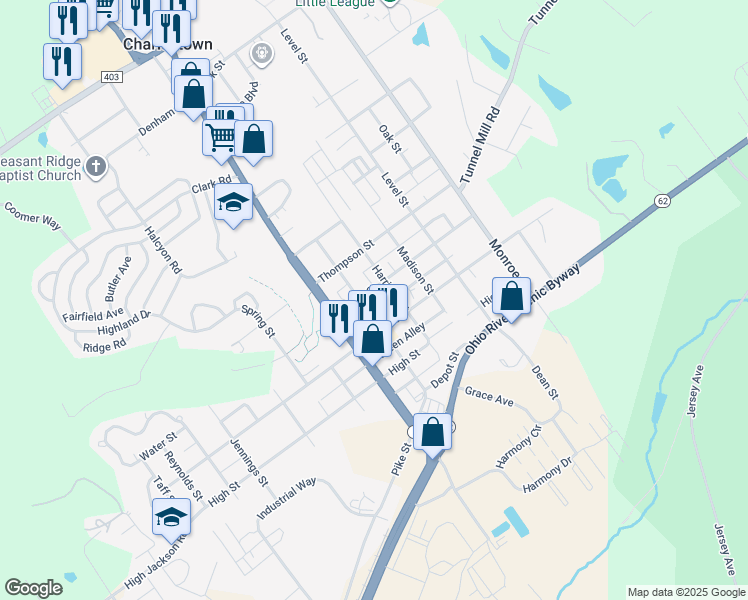 map of restaurants, bars, coffee shops, grocery stores, and more near 420 Main Cross Street in Charlestown
