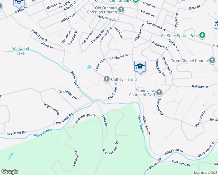 map of restaurants, bars, coffee shops, grocery stores, and more near 3700-3798 Greenbriar Rd in Ashland