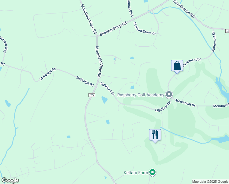 map of restaurants, bars, coffee shops, grocery stores, and more near 5 Kirby Lane in Stafford