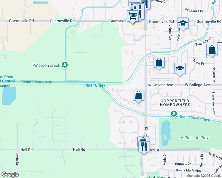 map of restaurants, bars, coffee shops, grocery stores, and more near 10 Sequoia Circle in Santa Rosa