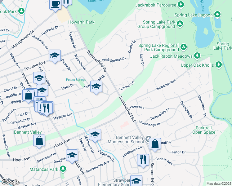 map of restaurants, bars, coffee shops, grocery stores, and more near 1243 Wyoming Drive in Santa Rosa