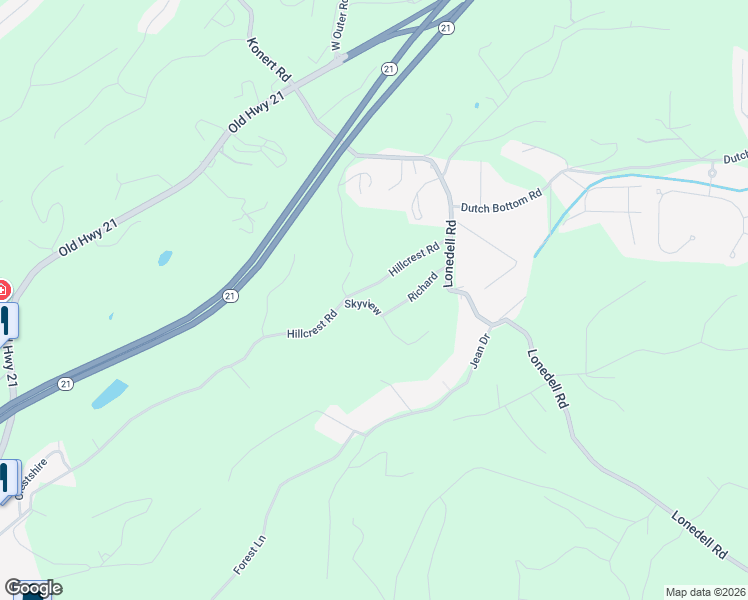 map of restaurants, bars, coffee shops, grocery stores, and more near 4631 Skyview in Arnold