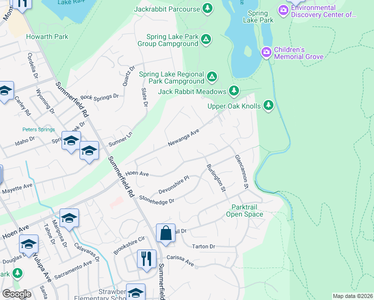 map of restaurants, bars, coffee shops, grocery stores, and more near 4619 Burlington Place in Santa Rosa