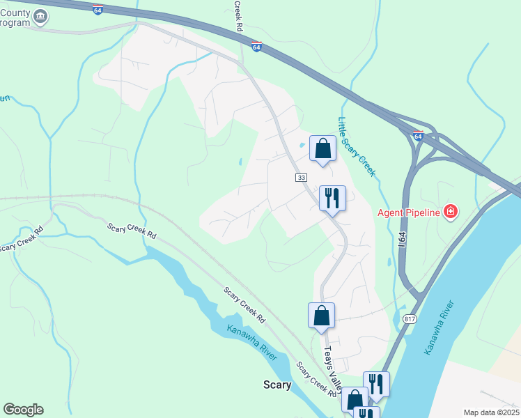 map of restaurants, bars, coffee shops, grocery stores, and more near 235 Poplar Drive in Teays Valley