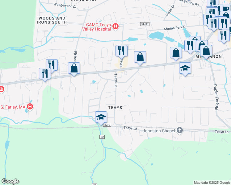 map of restaurants, bars, coffee shops, grocery stores, and more near 217 Thor Way in Hurricane