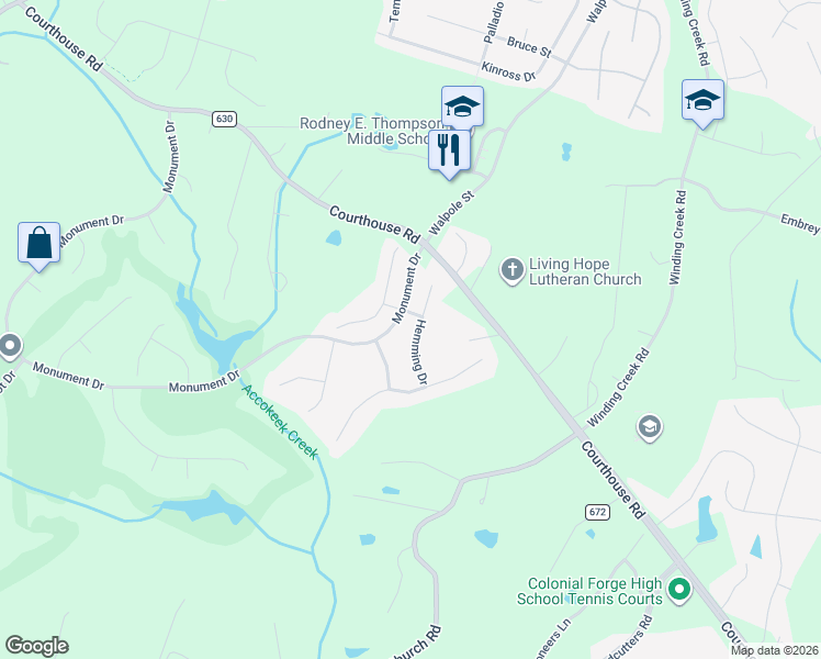 map of restaurants, bars, coffee shops, grocery stores, and more near 11 Hemming Drive in Stafford