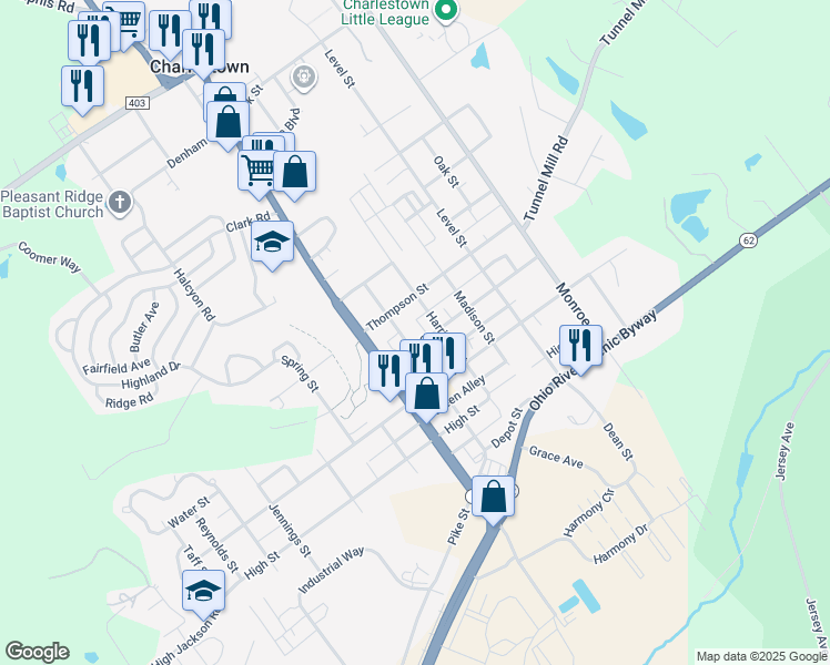 map of restaurants, bars, coffee shops, grocery stores, and more near 420 Main Cross St in Charlestown