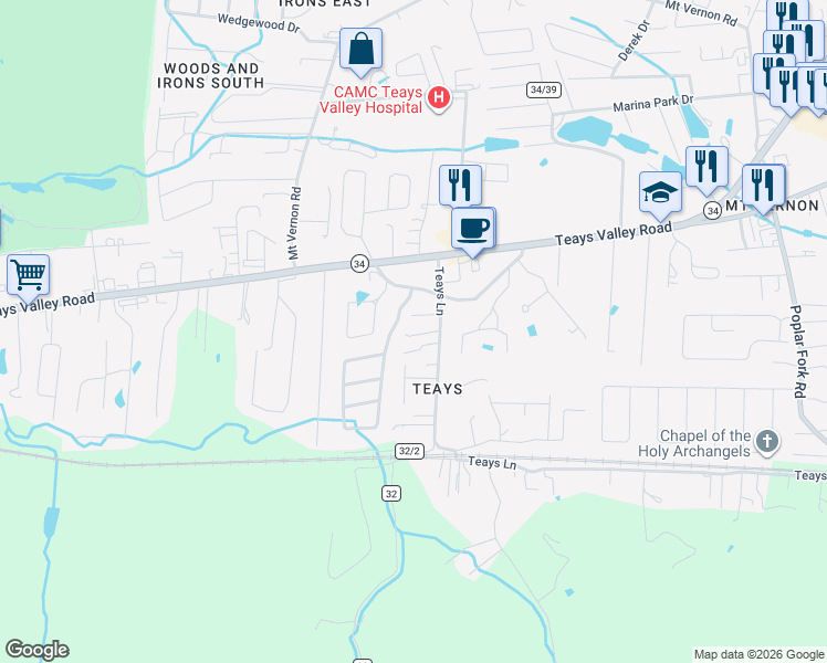 map of restaurants, bars, coffee shops, grocery stores, and more near 1516-1542 Thistlewood Circle in Hurricane