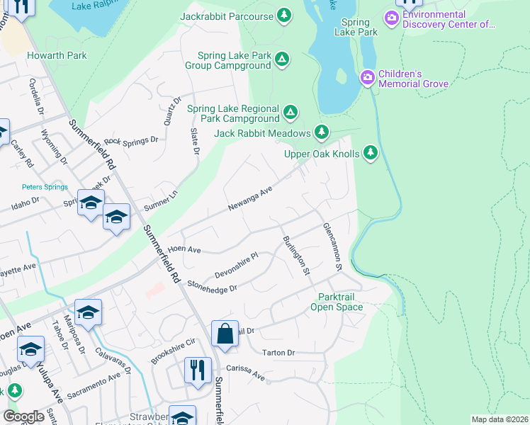map of restaurants, bars, coffee shops, grocery stores, and more near 4619 Burlington Place in Santa Rosa