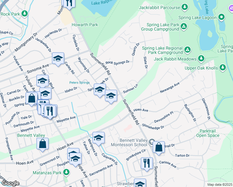 map of restaurants, bars, coffee shops, grocery stores, and more near 1230 Wyoming Drive in Santa Rosa