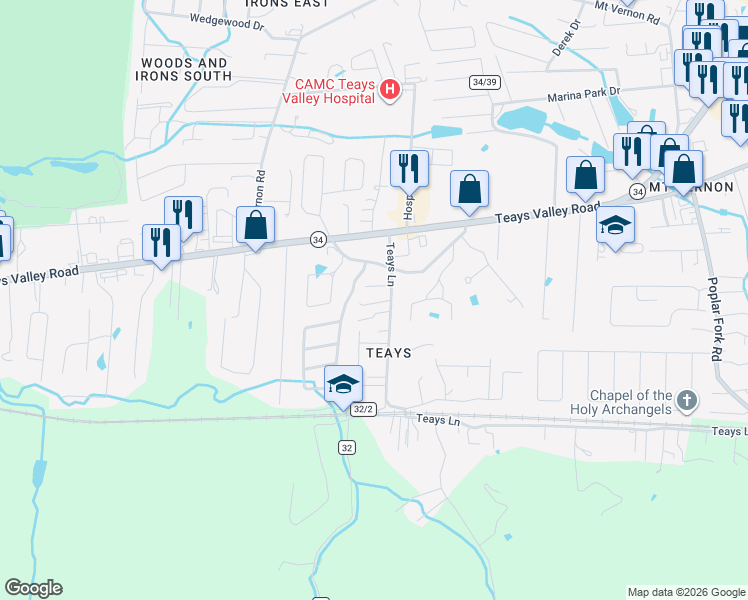 map of restaurants, bars, coffee shops, grocery stores, and more near 217 Thor Way in Hurricane