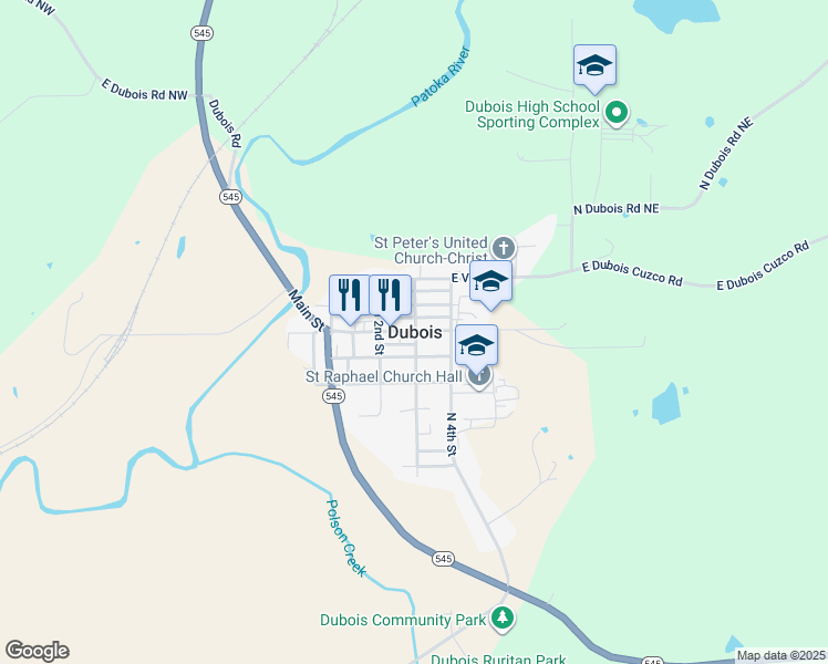 map of restaurants, bars, coffee shops, grocery stores, and more near in Dubois