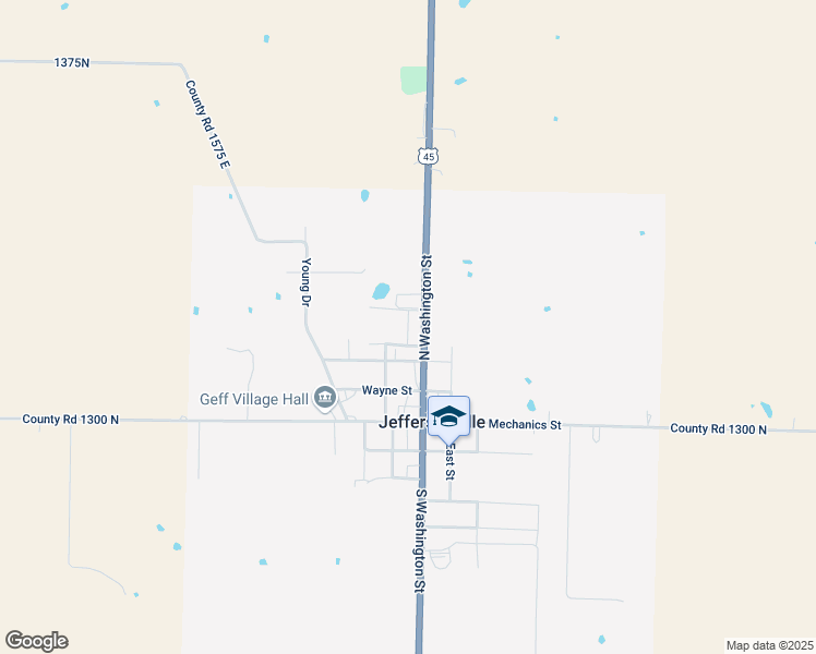 map of restaurants, bars, coffee shops, grocery stores, and more near Washington Street in Jeffersonville