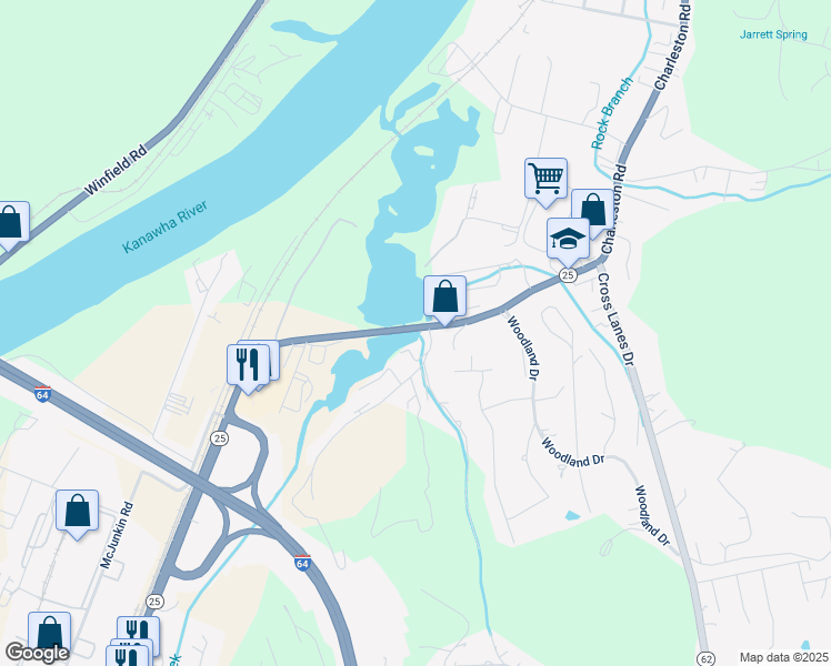 map of restaurants, bars, coffee shops, grocery stores, and more near 59 Lilac Lane in Nitro