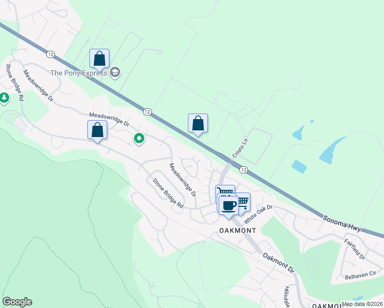map of restaurants, bars, coffee shops, grocery stores, and more near 62 Aspen Meadows Circle in Santa Rosa