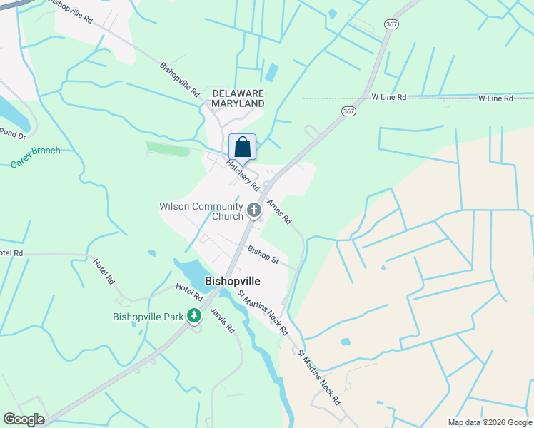 map of restaurants, bars, coffee shops, grocery stores, and more near 10728 Bishopville Road in Bishopville