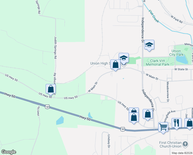 map of restaurants, bars, coffee shops, grocery stores, and more near 132 Wildcat Court in Union