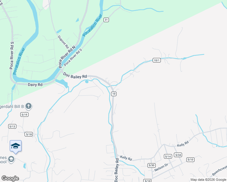 map of restaurants, bars, coffee shops, grocery stores, and more near 5398 Doc Bailey Road in Cross Lanes