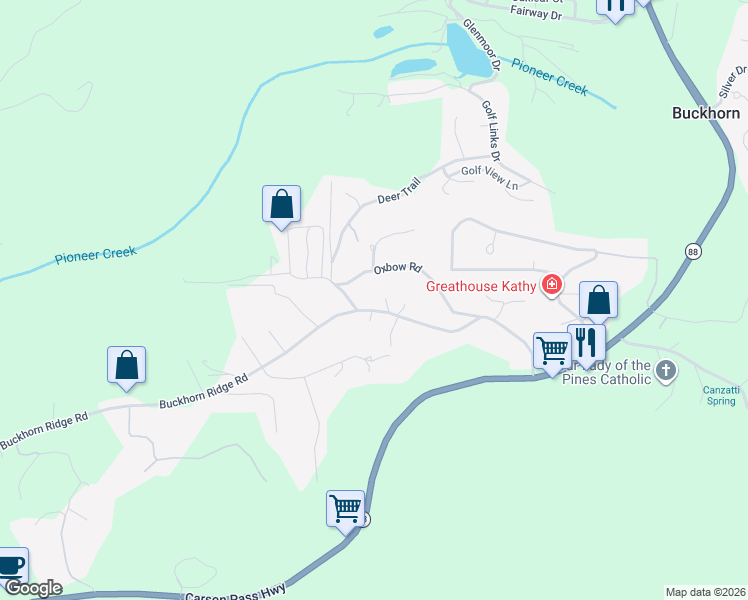 map of restaurants, bars, coffee shops, grocery stores, and more near 26120 Oxbow Road in Pioneer