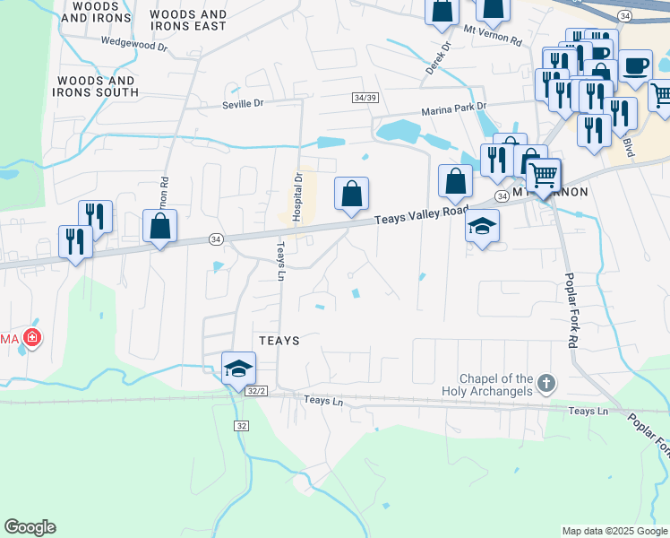 map of restaurants, bars, coffee shops, grocery stores, and more near 69 Sable Pointe Drive in Hurricane