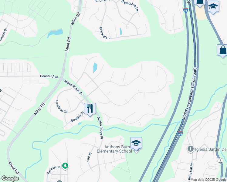 map of restaurants, bars, coffee shops, grocery stores, and more near 8 York Court in Stafford