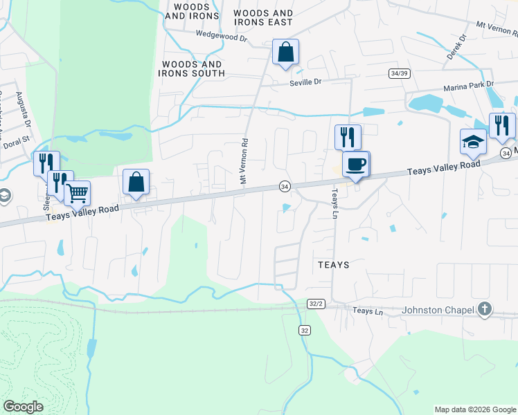 map of restaurants, bars, coffee shops, grocery stores, and more near 36 White Rock Dr in Hurricane