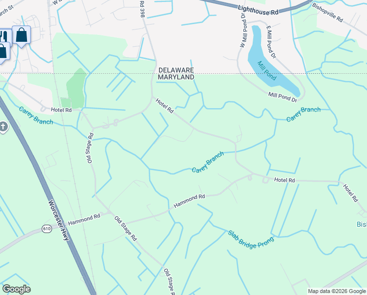 map of restaurants, bars, coffee shops, grocery stores, and more near 10166 Rabbit Ridge Lane in Bishopville