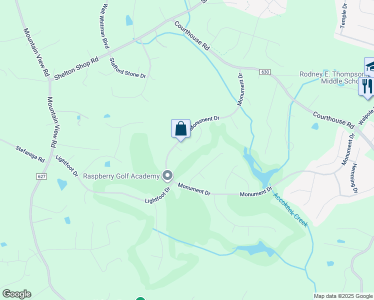 map of restaurants, bars, coffee shops, grocery stores, and more near 3 Tinder Court in Stafford