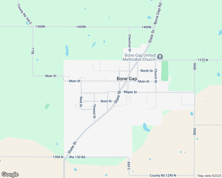 map of restaurants, bars, coffee shops, grocery stores, and more near Morgan Street in Bone Gap