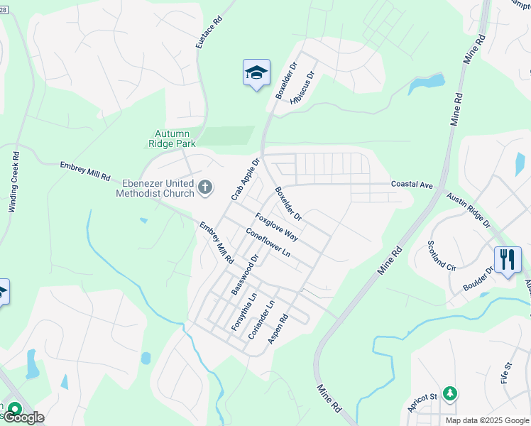 map of restaurants, bars, coffee shops, grocery stores, and more near 665 Coastal Avenue in Stafford