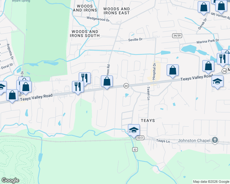 map of restaurants, bars, coffee shops, grocery stores, and more near 36 White Rock Dr in Hurricane