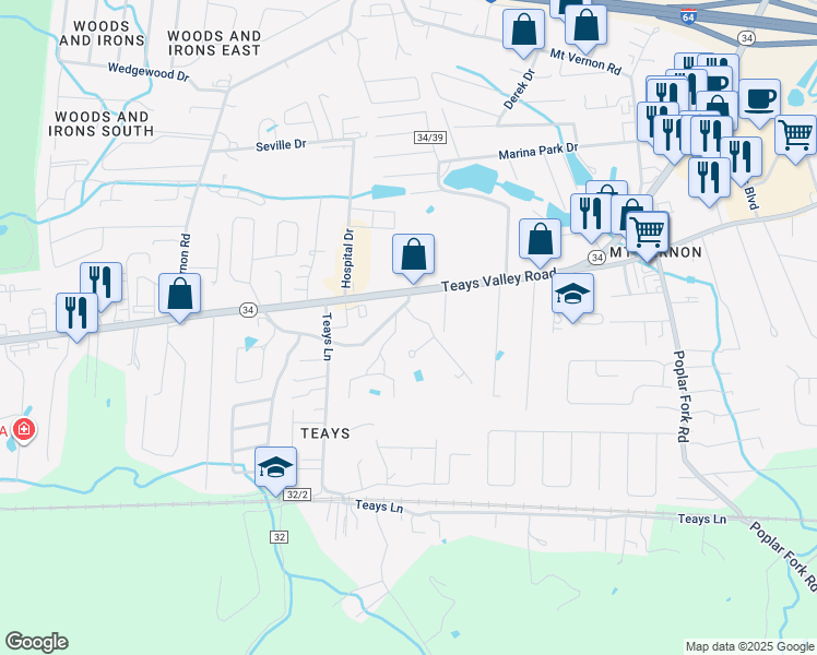 map of restaurants, bars, coffee shops, grocery stores, and more near 69 Sable Pointe Drive in Hurricane