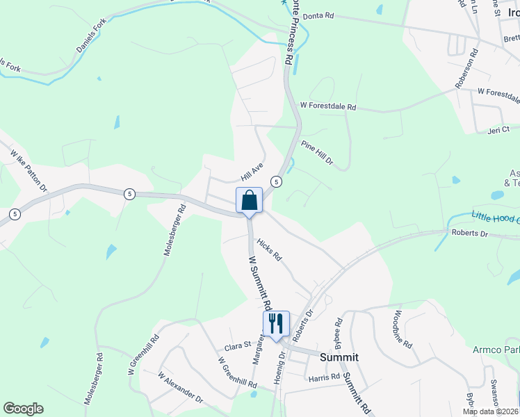 map of restaurants, bars, coffee shops, grocery stores, and more near 130 West Dog Ridge Road in Ashland