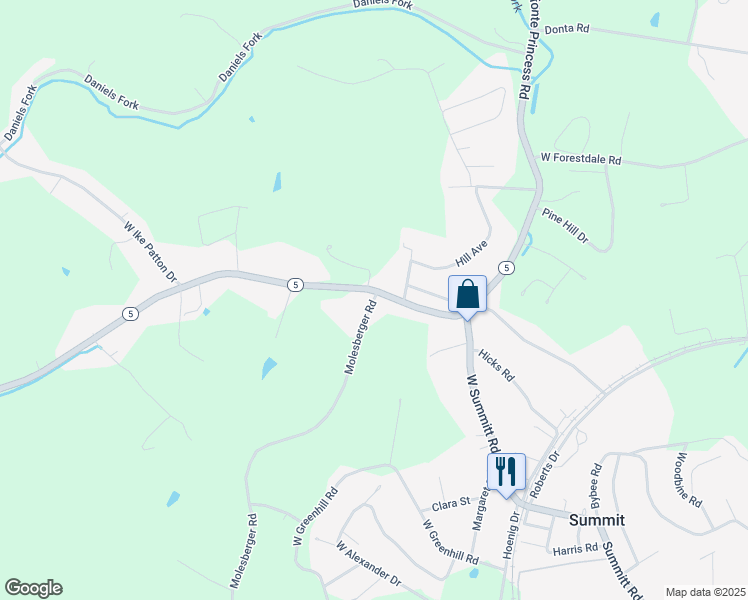 map of restaurants, bars, coffee shops, grocery stores, and more near 5700 Molesberger Road in Ashland