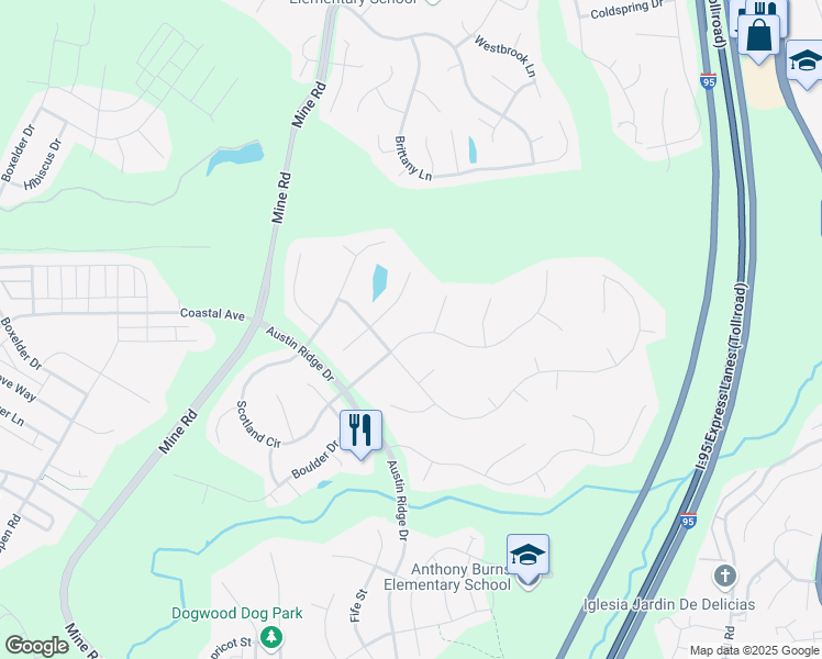 map of restaurants, bars, coffee shops, grocery stores, and more near 21 Lafayette Street in Stafford