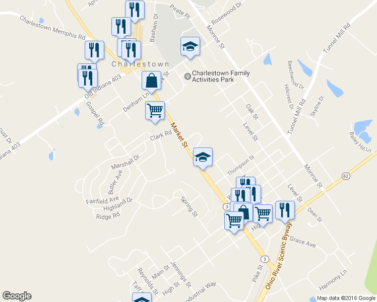 map of restaurants, bars, coffee shops, grocery stores, and more near 603 Market Street in Charlestown