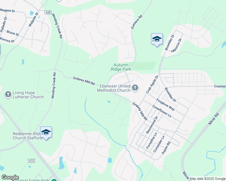 map of restaurants, bars, coffee shops, grocery stores, and more near 3 Red Cedar Circle in Stafford