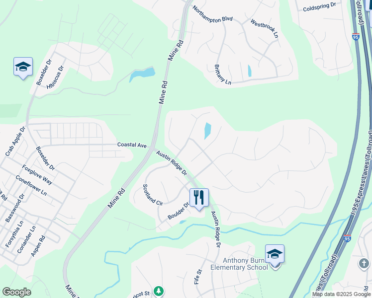 map of restaurants, bars, coffee shops, grocery stores, and more near 10 Francis Court in Stafford