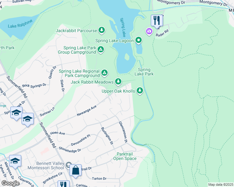 map of restaurants, bars, coffee shops, grocery stores, and more near 5585 Newanga Avenue in Santa Rosa