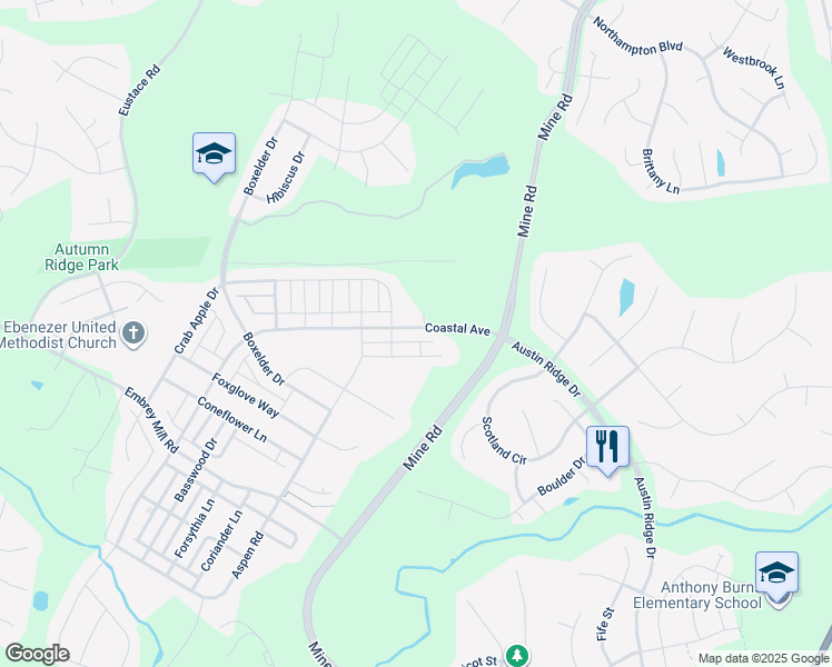 map of restaurants, bars, coffee shops, grocery stores, and more near 221 Coastal Avenue in Stafford
