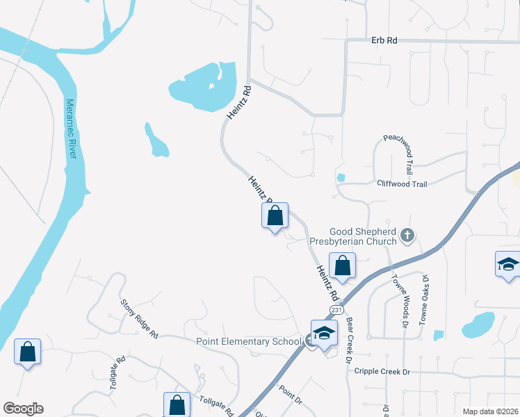map of restaurants, bars, coffee shops, grocery stores, and more near 6319 Heintz Road in St. Louis