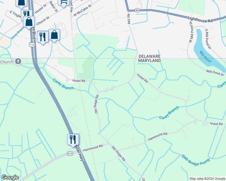 map of restaurants, bars, coffee shops, grocery stores, and more near 9936 Hotel Road in Bishopville