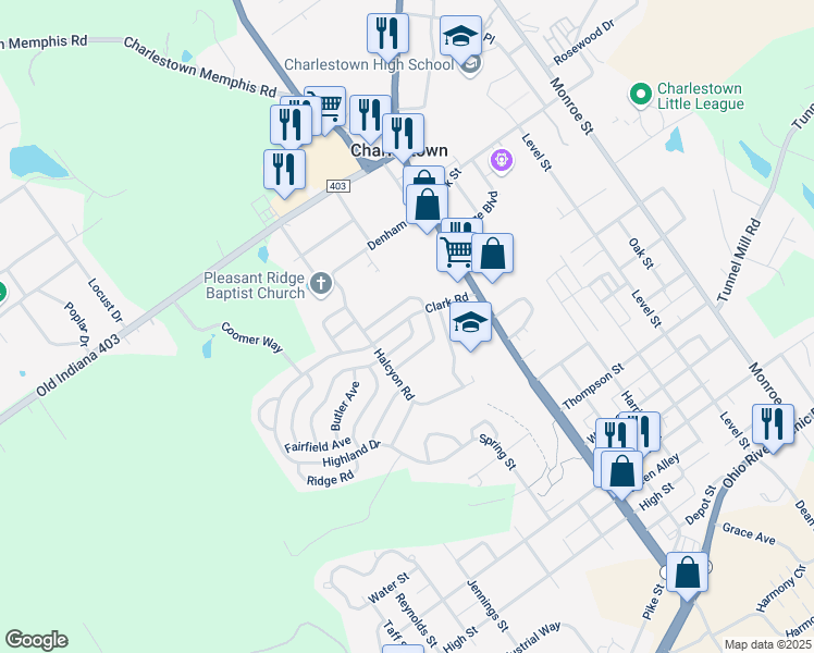 map of restaurants, bars, coffee shops, grocery stores, and more near 101-103 Clark Road in Charlestown