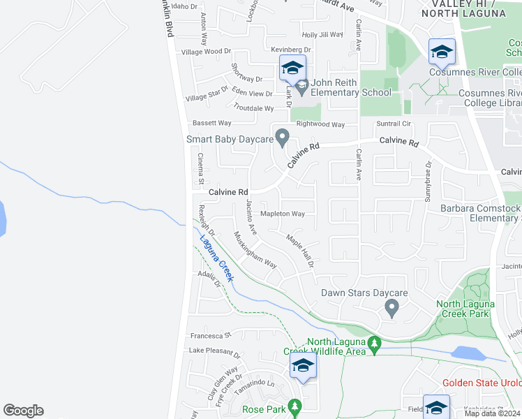 map of restaurants, bars, coffee shops, grocery stores, and more near 1 Afton Court in Sacramento