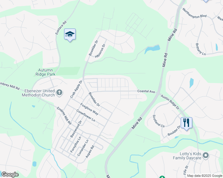 map of restaurants, bars, coffee shops, grocery stores, and more near 450 Coastal Avenue in Stafford