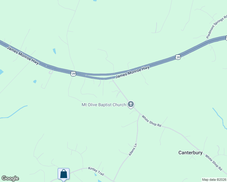 map of restaurants, bars, coffee shops, grocery stores, and more near 8346 White Shop Road in Culpeper