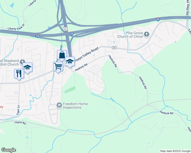 map of restaurants, bars, coffee shops, grocery stores, and more near 98 Devonshire Drive in Scott Depot