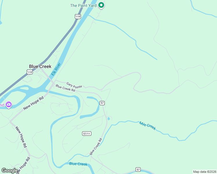 map of restaurants, bars, coffee shops, grocery stores, and more near 81 Blue Creek Road in Elkview